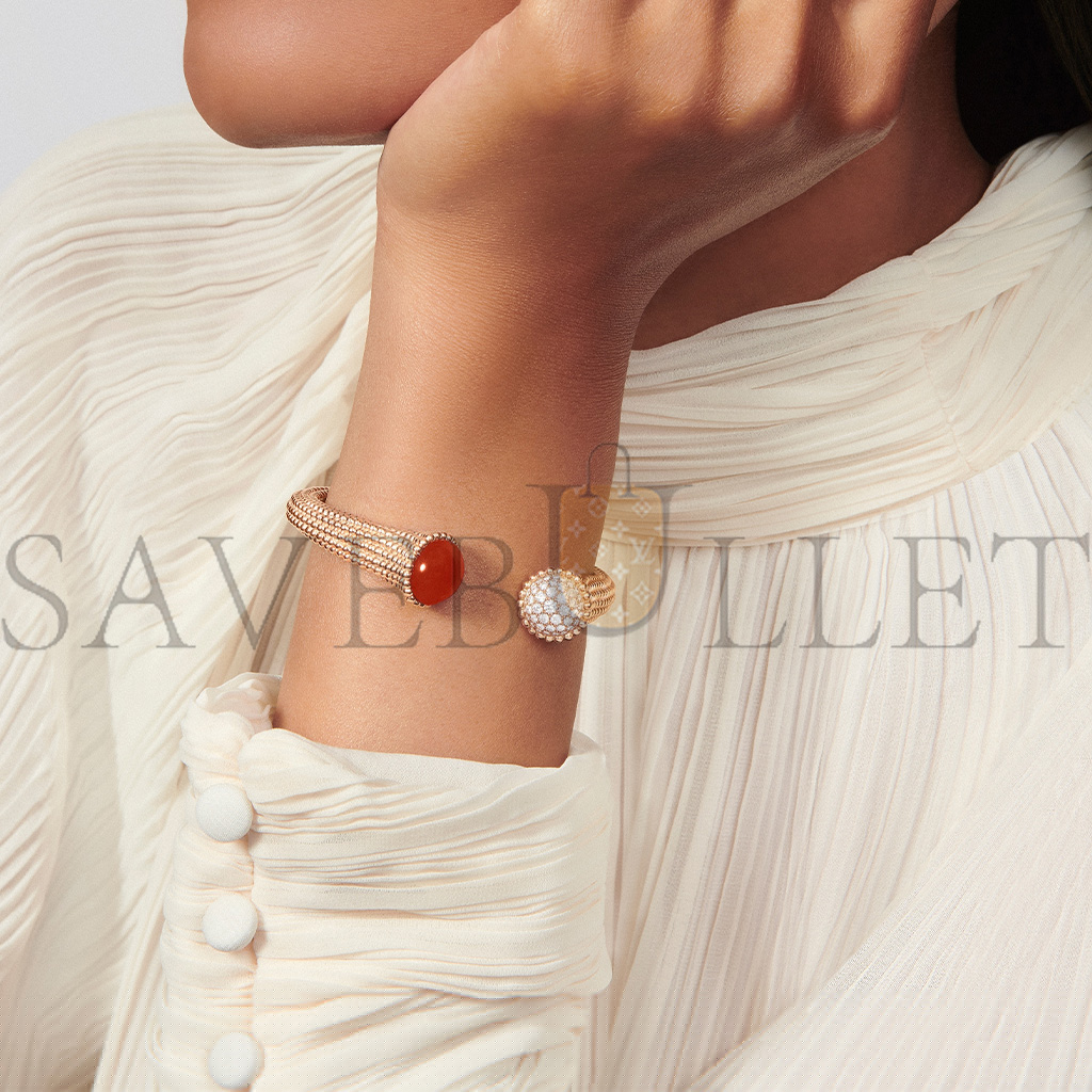v*n cl*f arpels perlÉe couleurs bracelet, medium model - rose gold, carnelian, Di*m*nd  vcarp27400